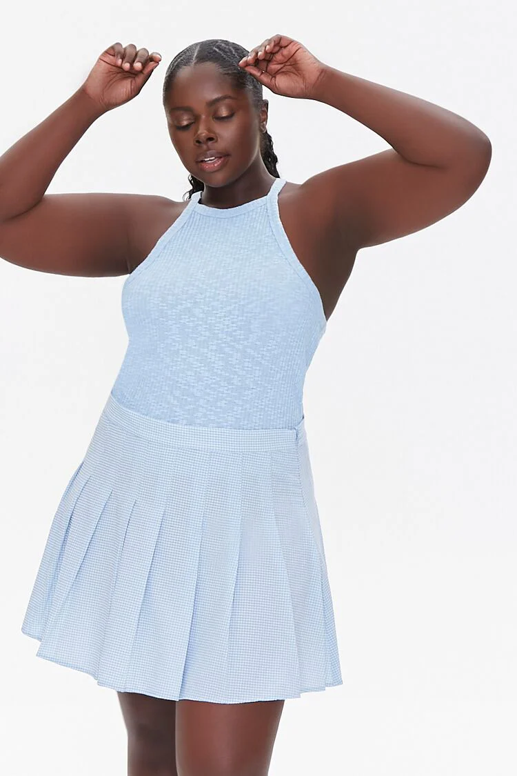 Plus Size Plaid Mini Skirt