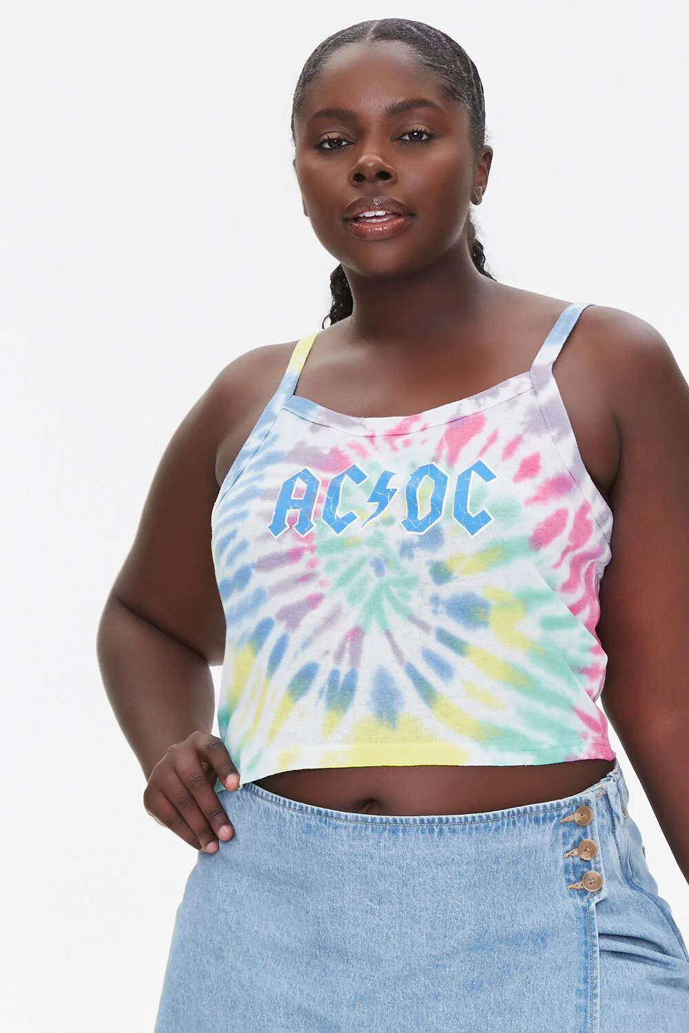 Plus Size AC/DC Graphic Cropped Cami