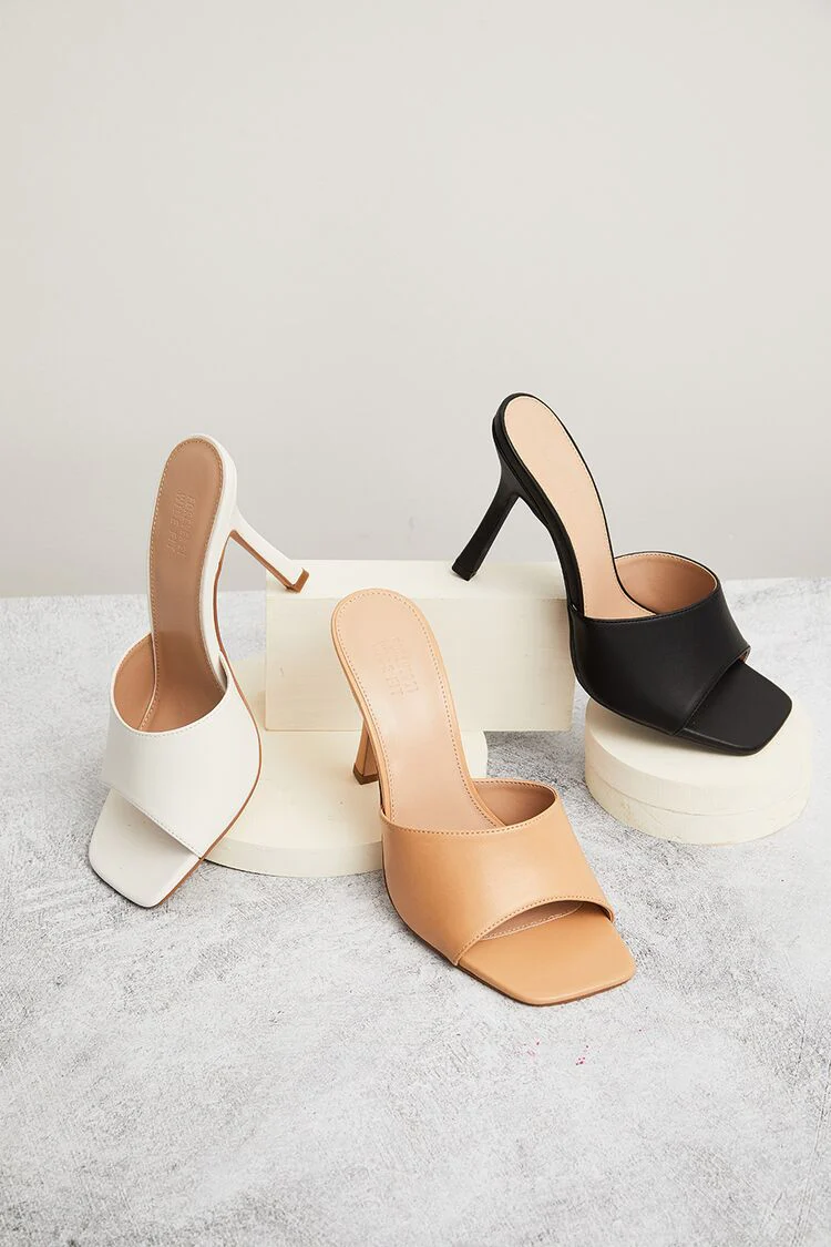 Faux Leather Stiletto Heels (Wide)