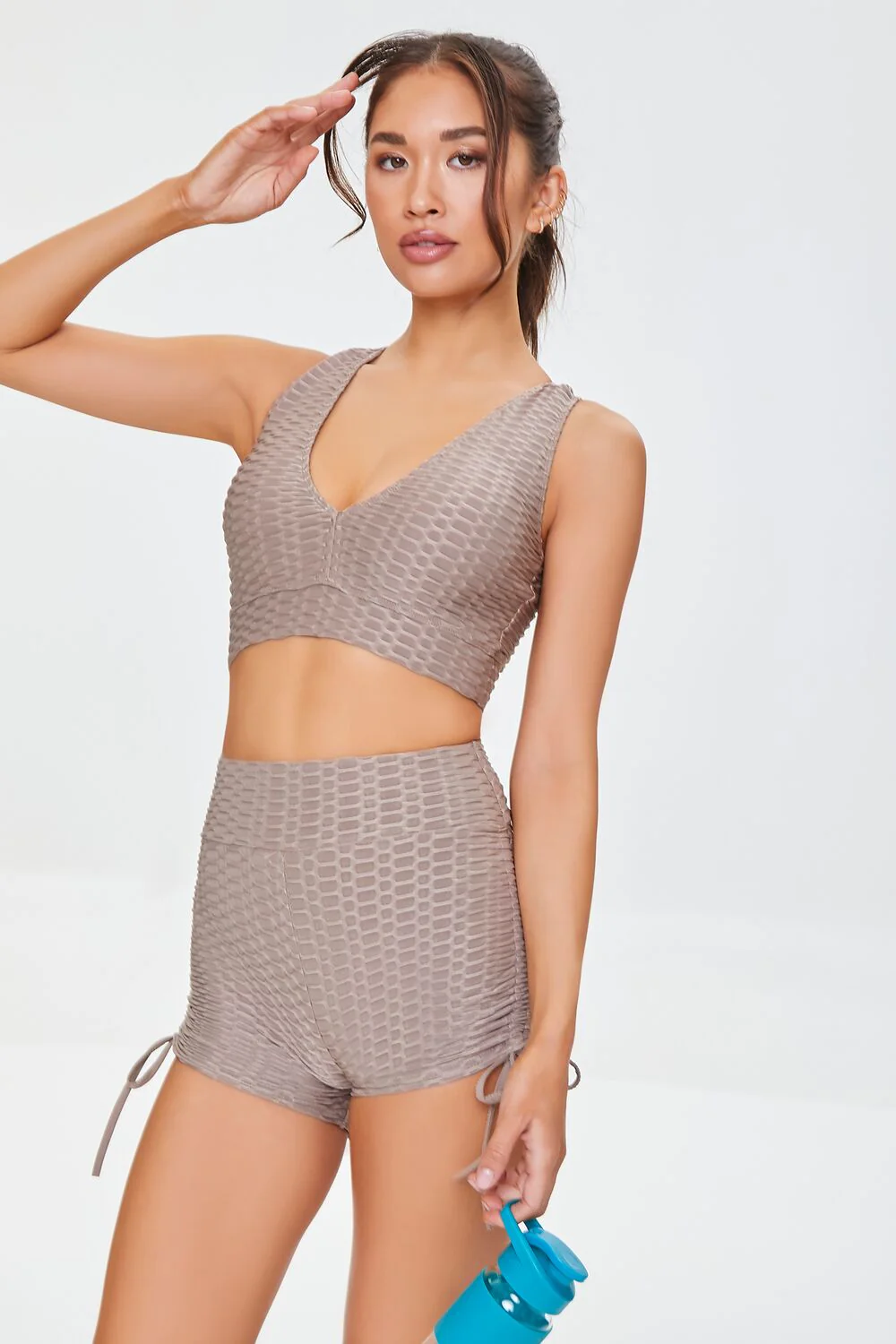 Active Honeycomb Drawstring Biker Shorts