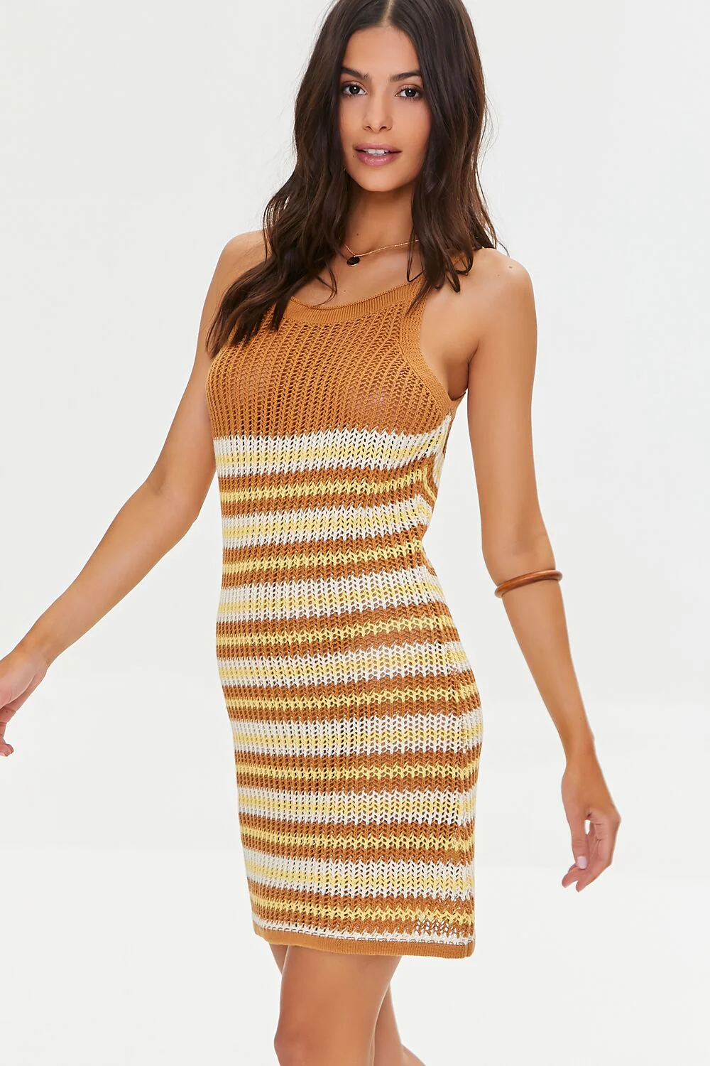 Striped Crochet Mini Dress