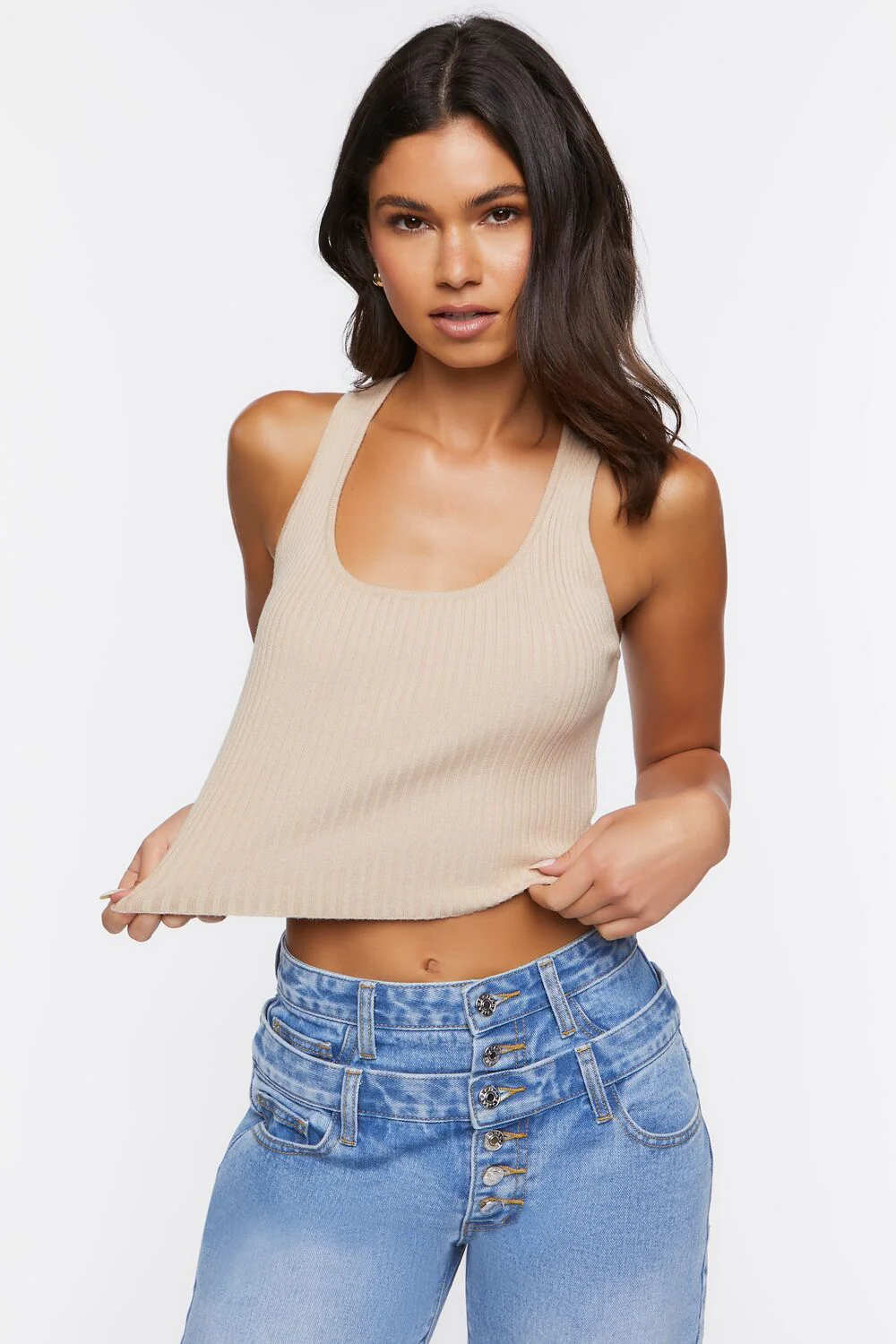 Ribbed Knit Racerback Crop Top