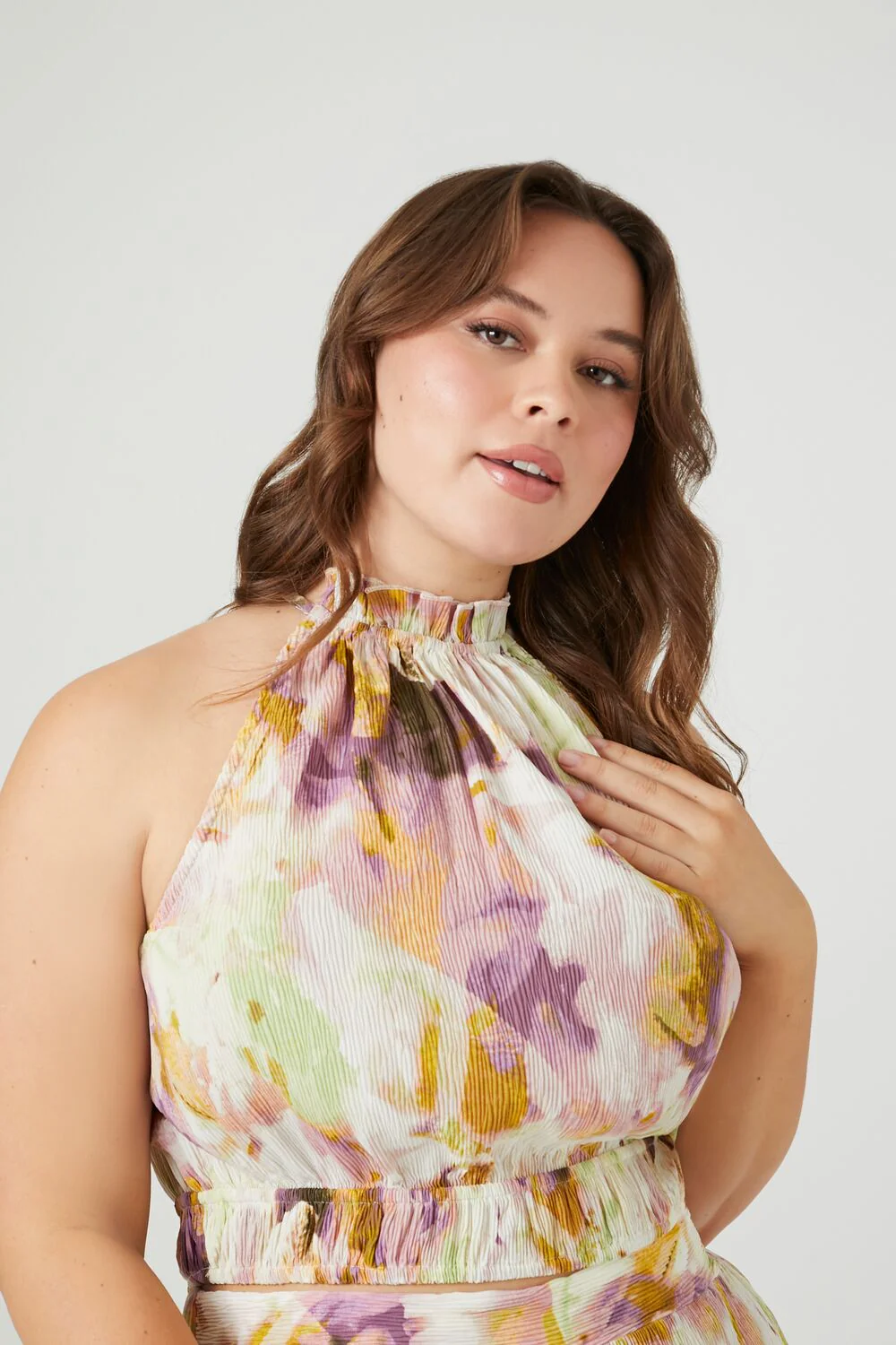 Plus Size Watercolor Print Top