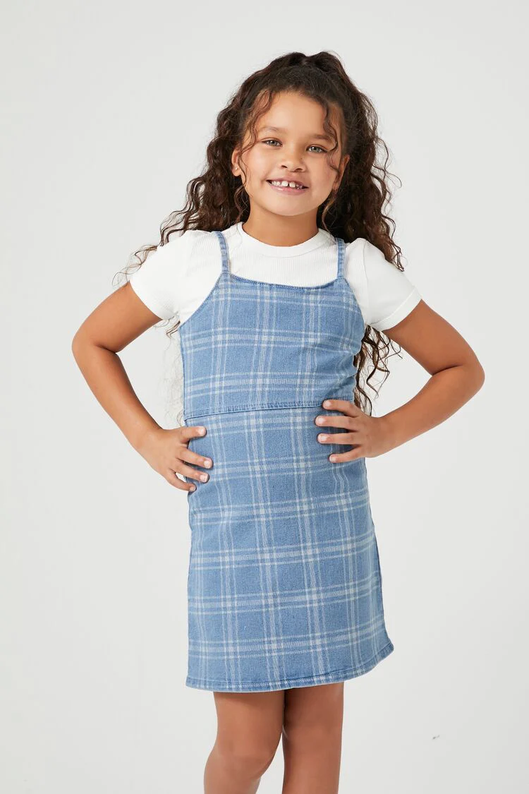 Girls Plaid Denim Dress (Kids)