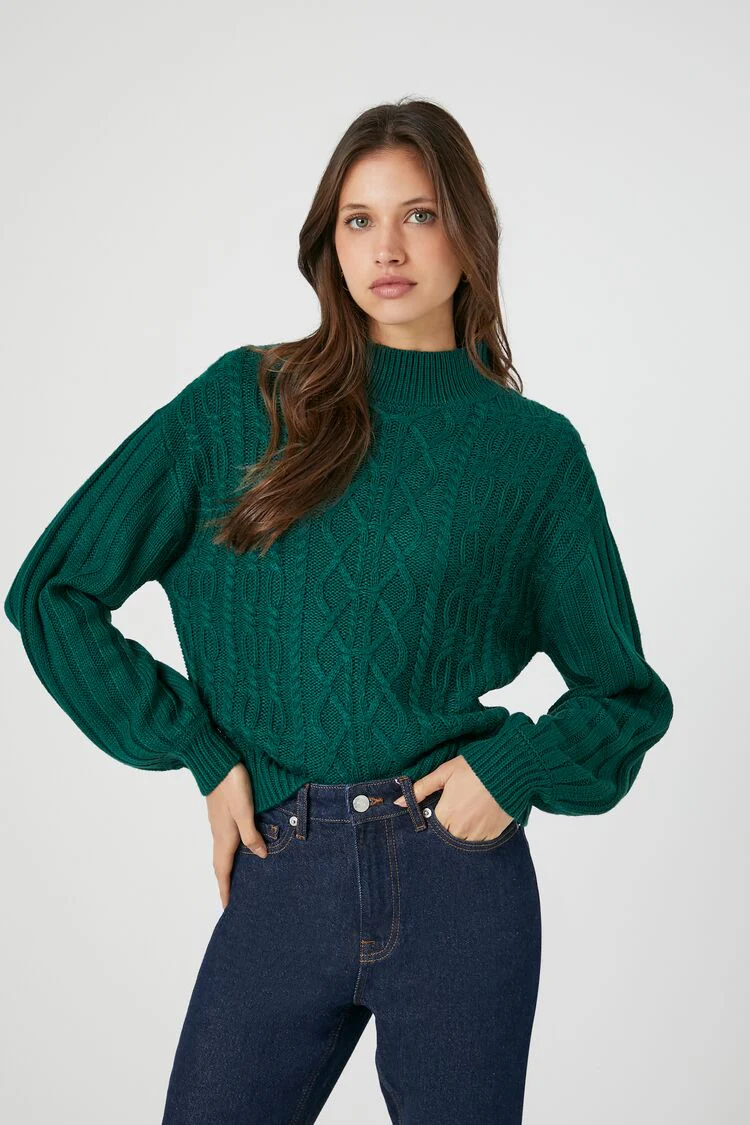 Cable Knit Mock Neck Sweater