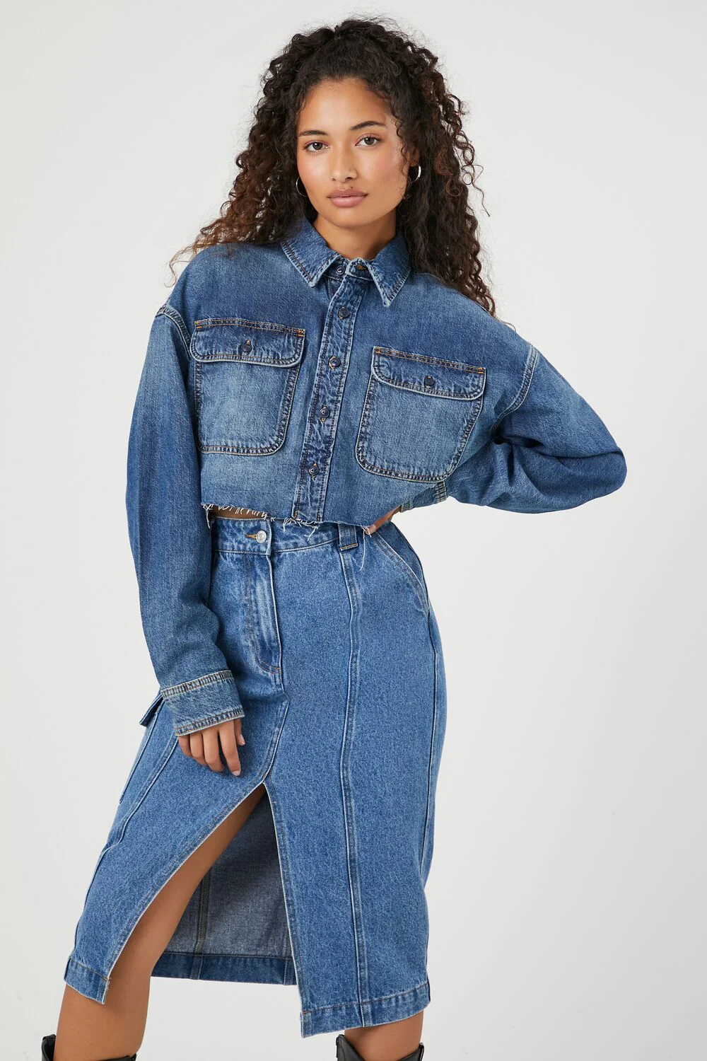 Cropped Denim Shirt