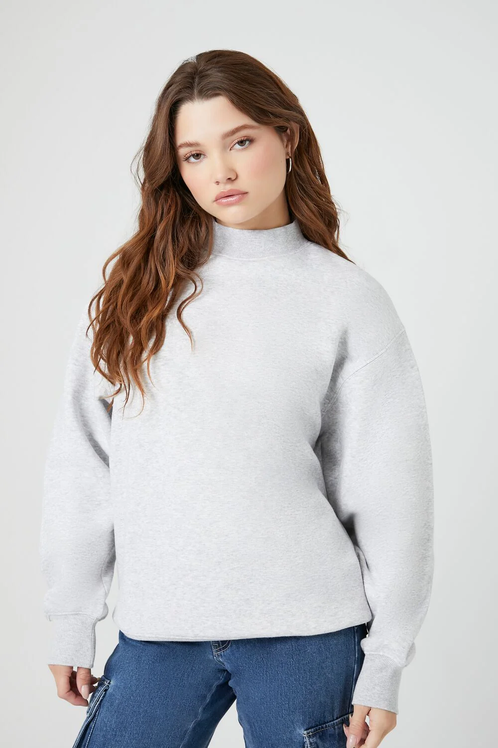 Mock Neck Drop-Sleeve Sweater