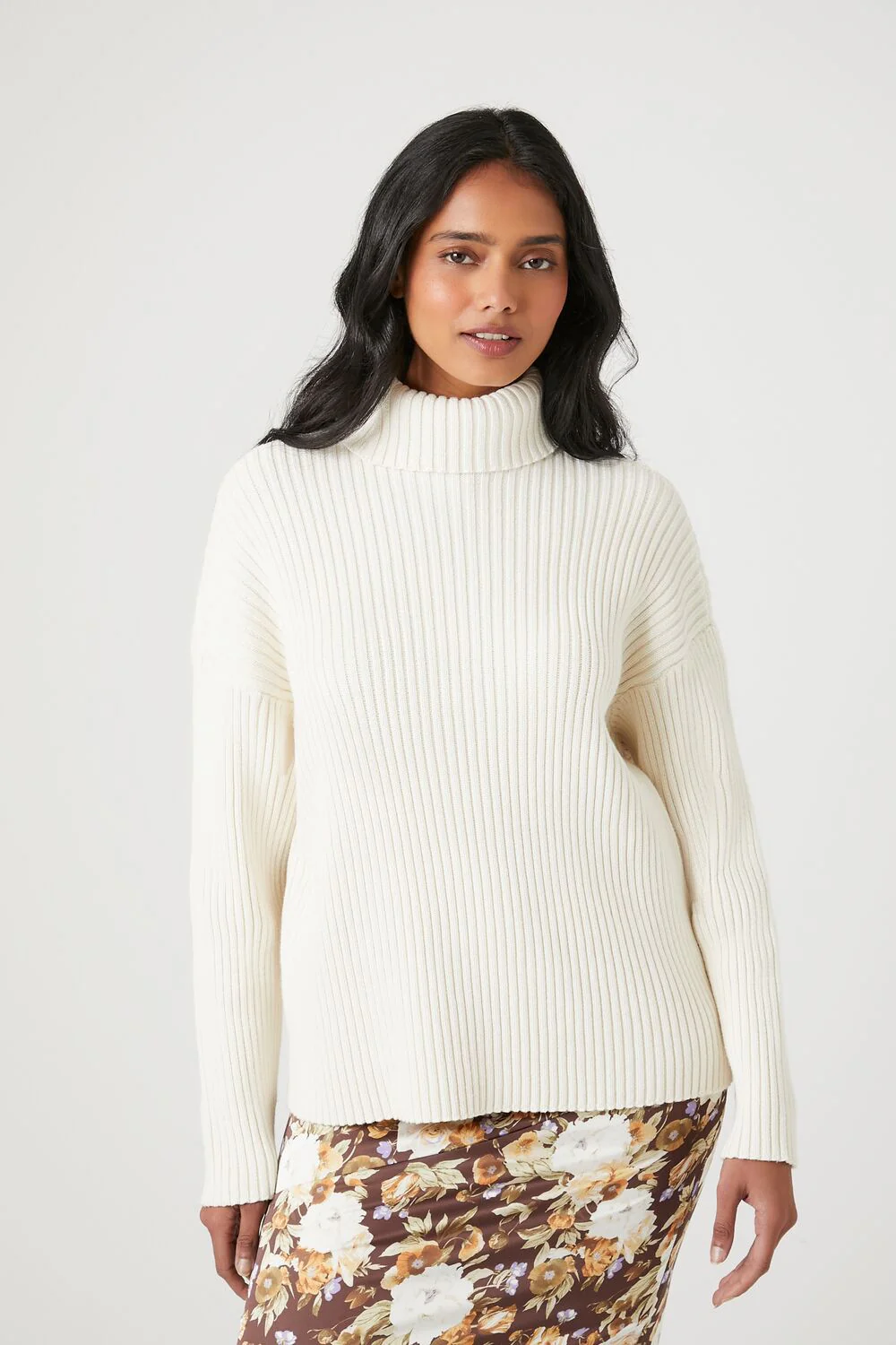 Ribbed Knit Turtleneck Sweater