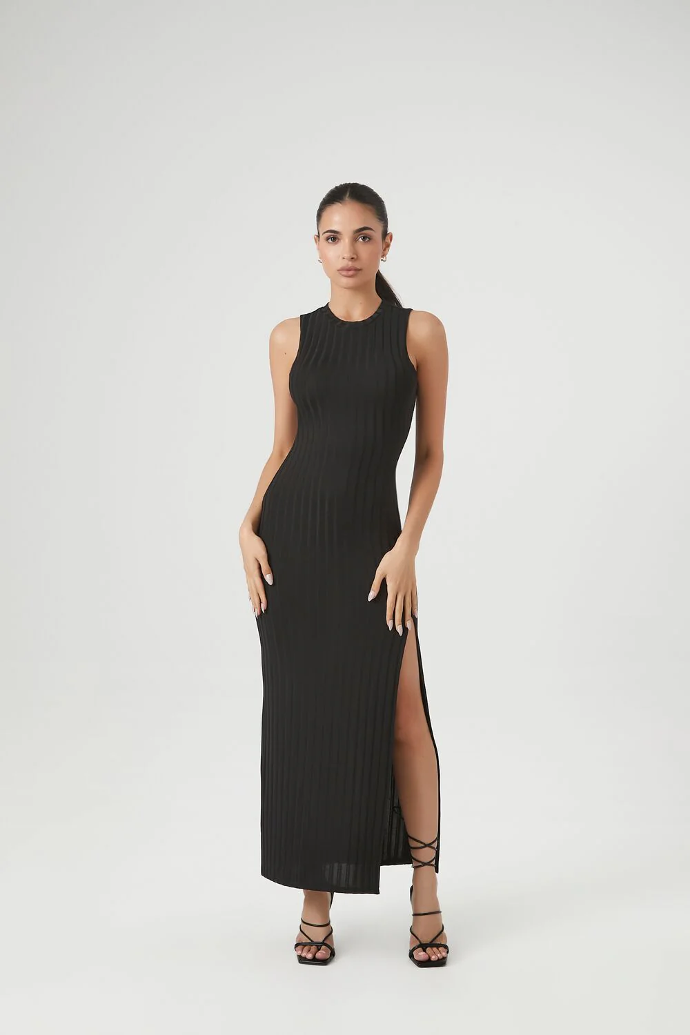 Ribbed Knit Sleeveless Maxi Dress