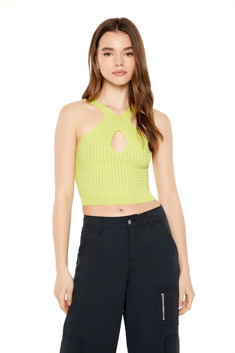 Keyhole Sweater-Knit Crop Top