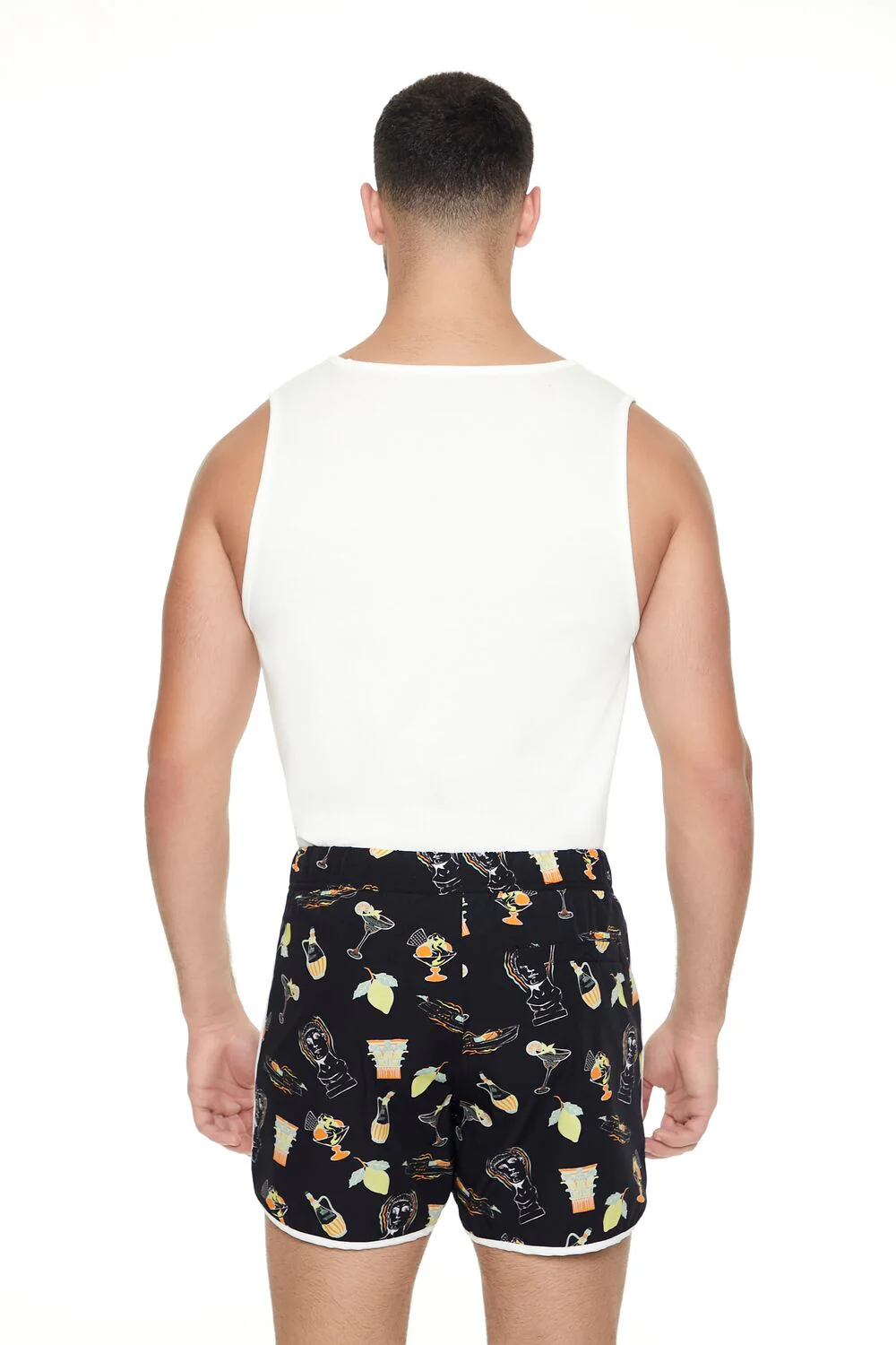 Short Inseam Drink Print Swim Trunks - Image 3