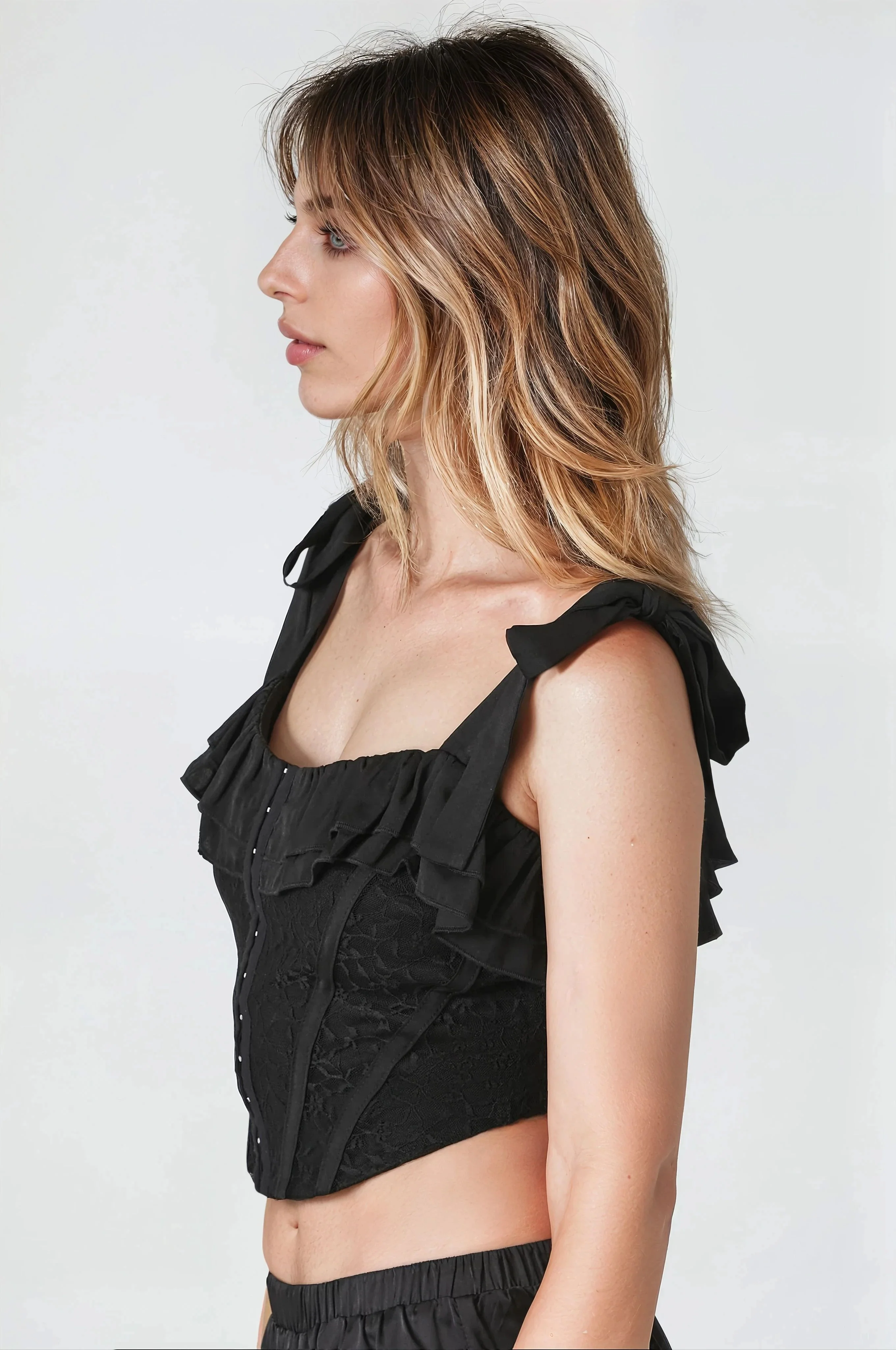 Lace Tie-Strap Corset Top - Image 3