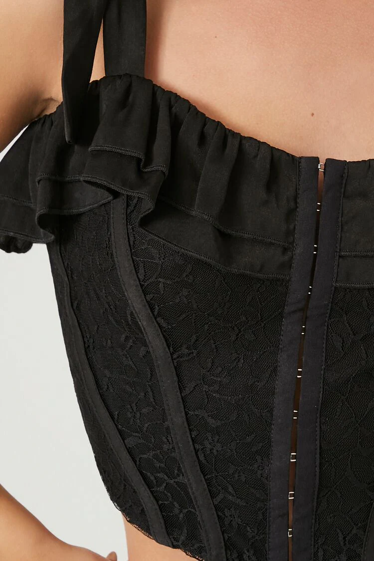 Lace Tie-Strap Corset Top - Image 4