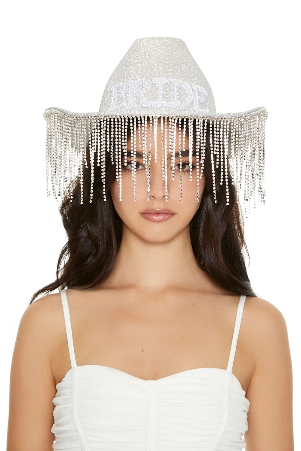 Rhinestone Fringe Bride Cowboy Hat