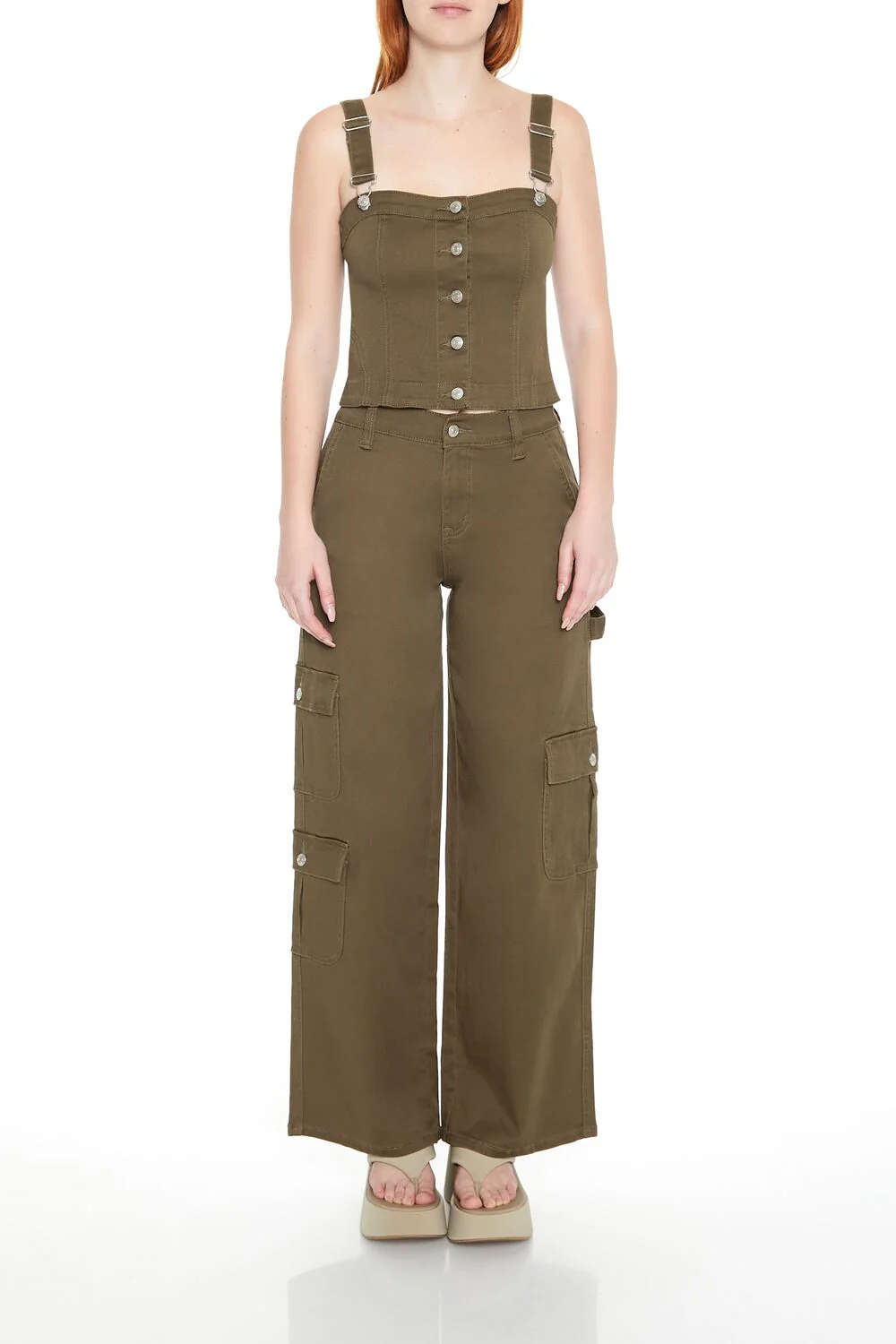 Mid-Rise Wide-Leg Cargo Pants