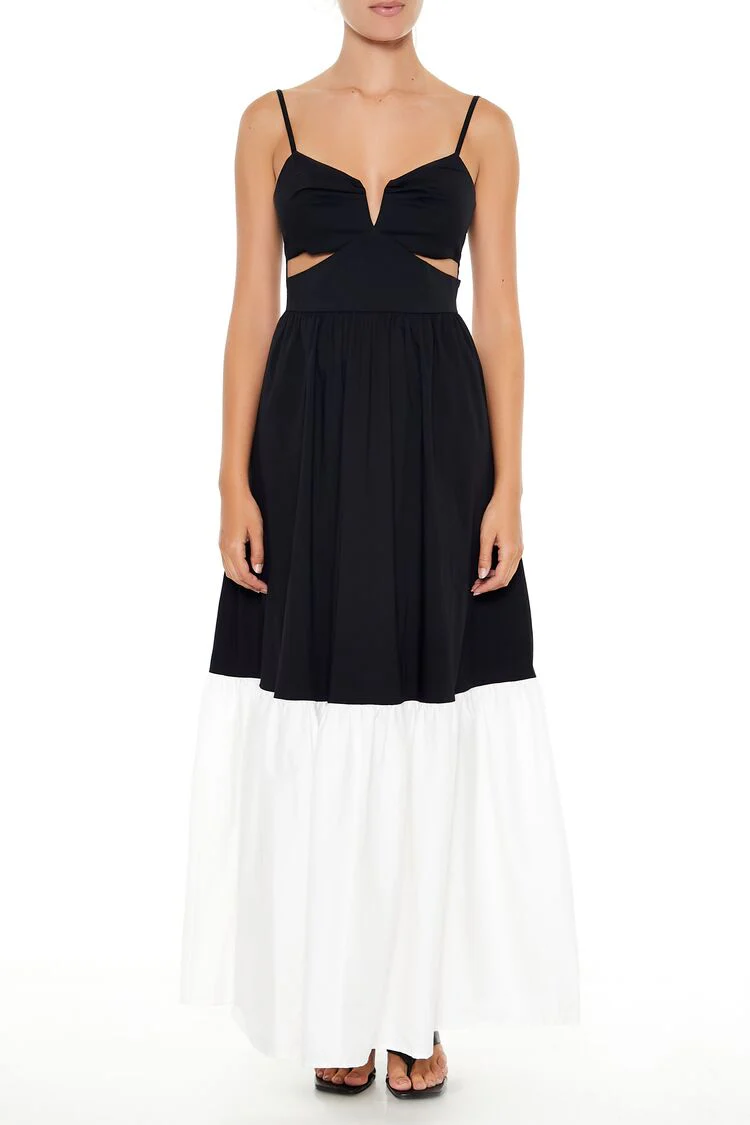 Colorblock Cutout Maxi Dress