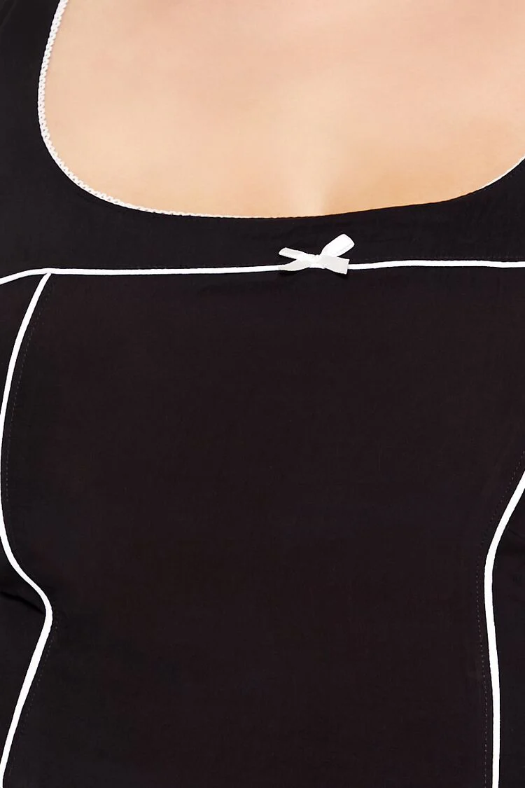 Plus Size Two-Tone Bow Crop Top - Image 3