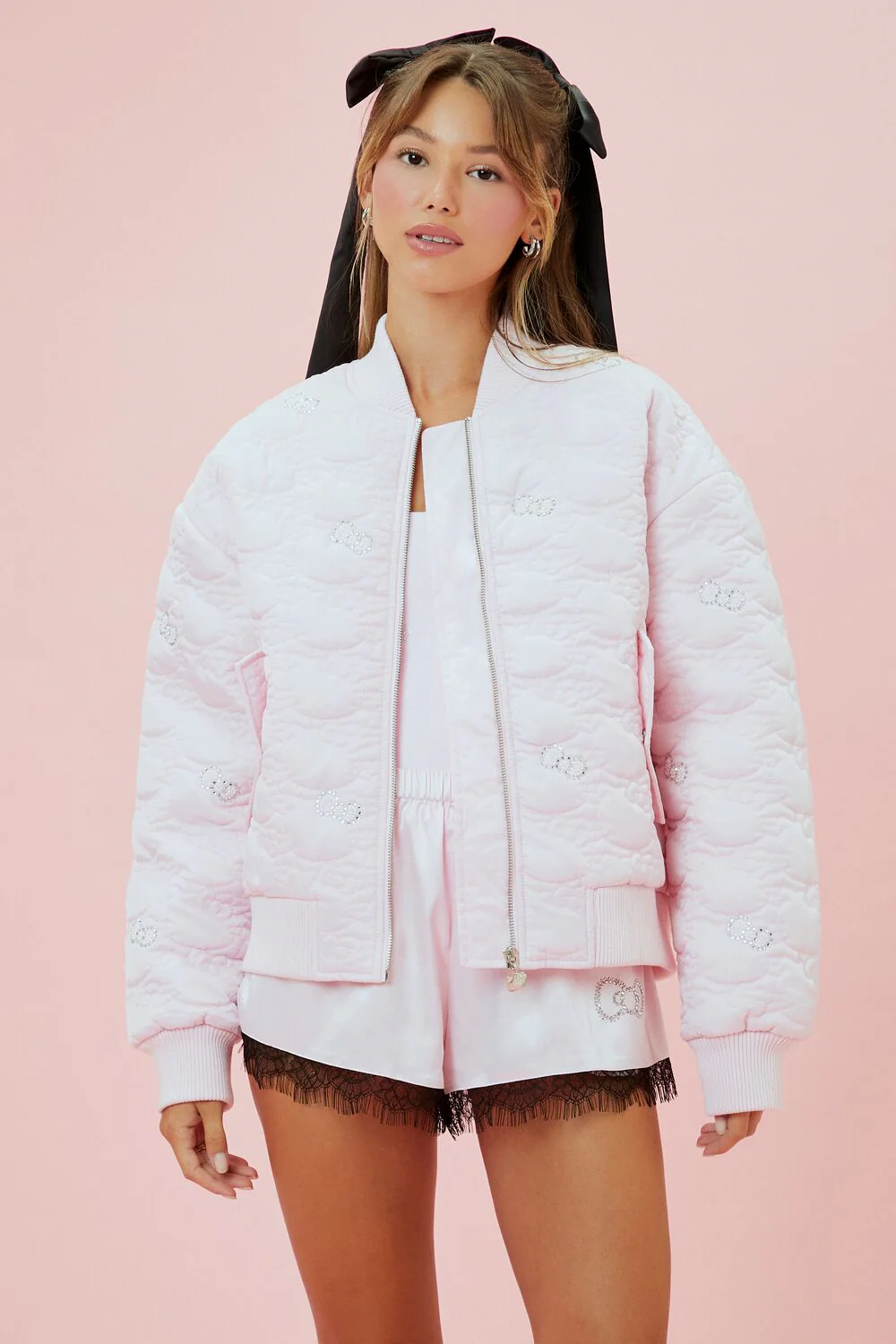 Hello Kitty Rhinestone Bomber Jacket