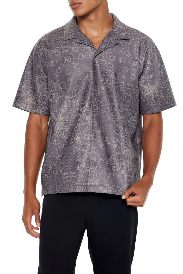 Paisley Print Faux Leather Shirt