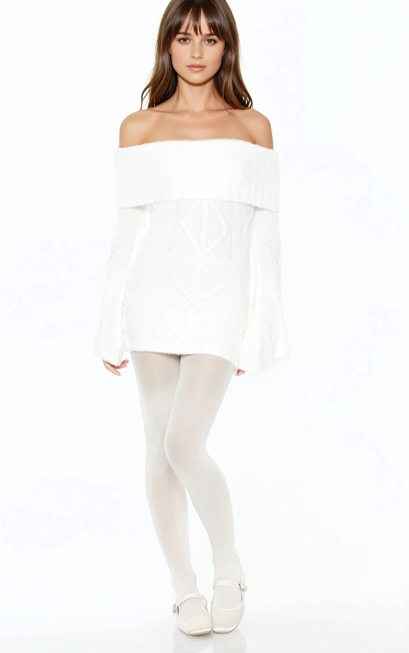 Off-the-Shoulder Mini Sweater Dress