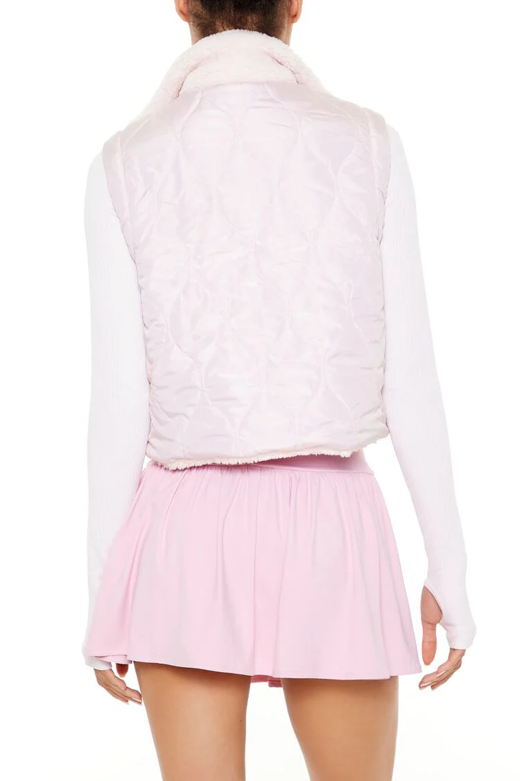 Active Quilted Faux Shearling Vest - Image 5