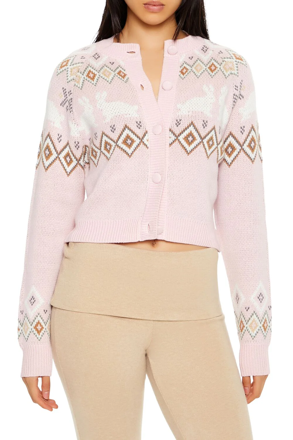Fair Isle Bunny Cardigan Sweater - Image 3