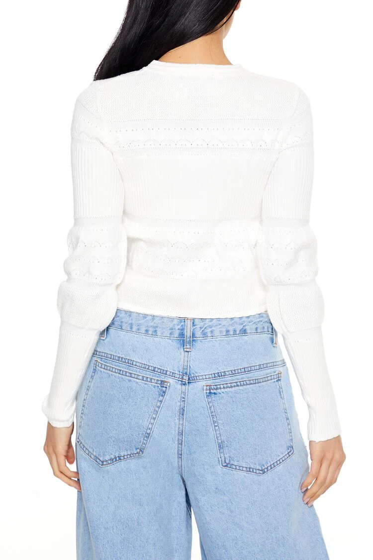 Mixed Knit Cardigan Sweater - Image 5