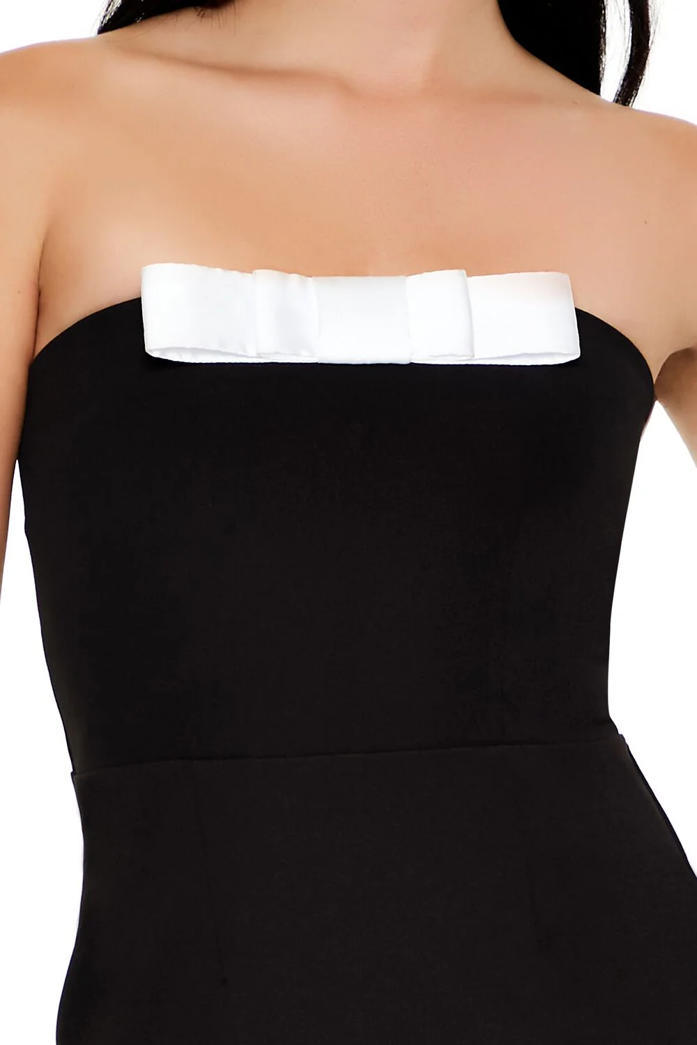 Two-Tone Bow Tube Mini Dress - Image 5