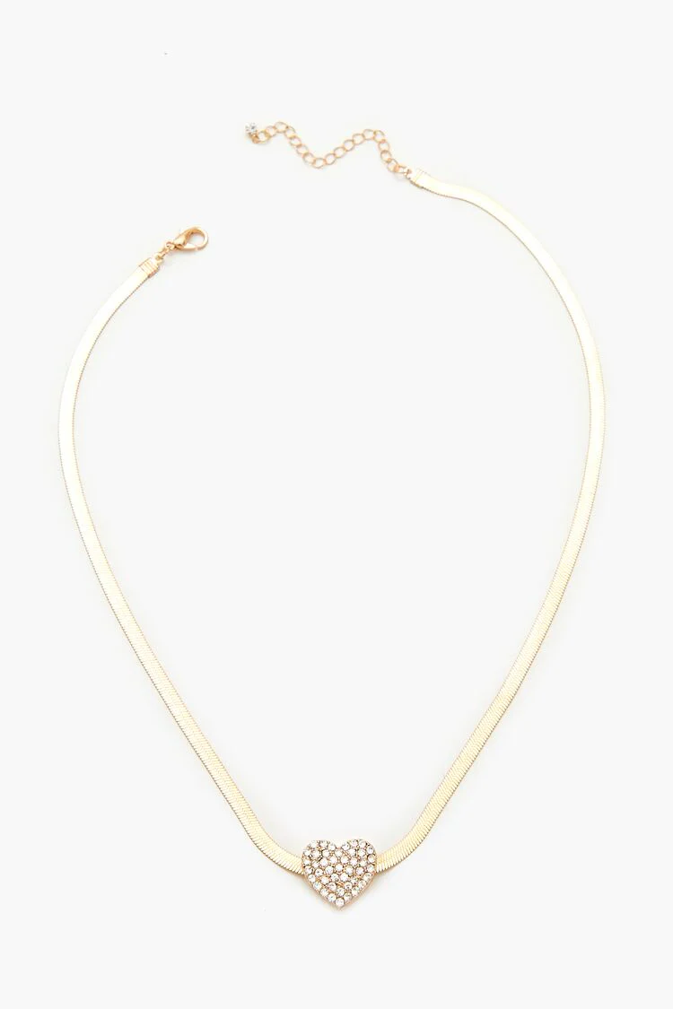 Rhinestone Heart Pendant Necklace