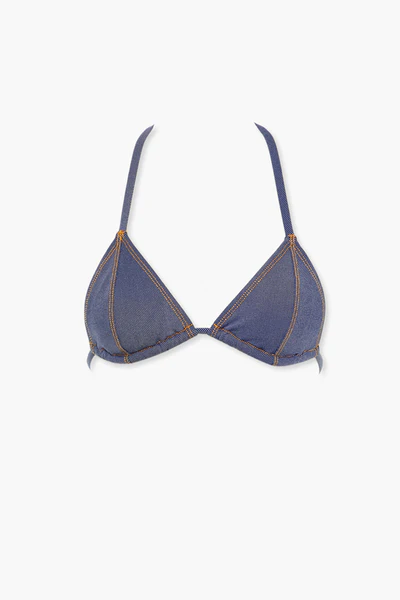 Denim Triangle Bikini Top