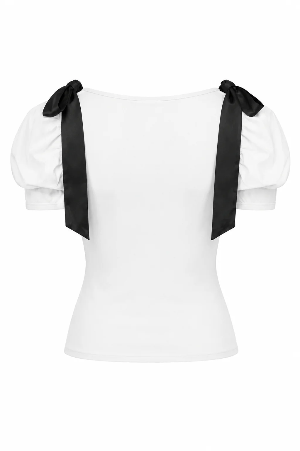 Puff-Sleeve Satin Bow Top - Image 5