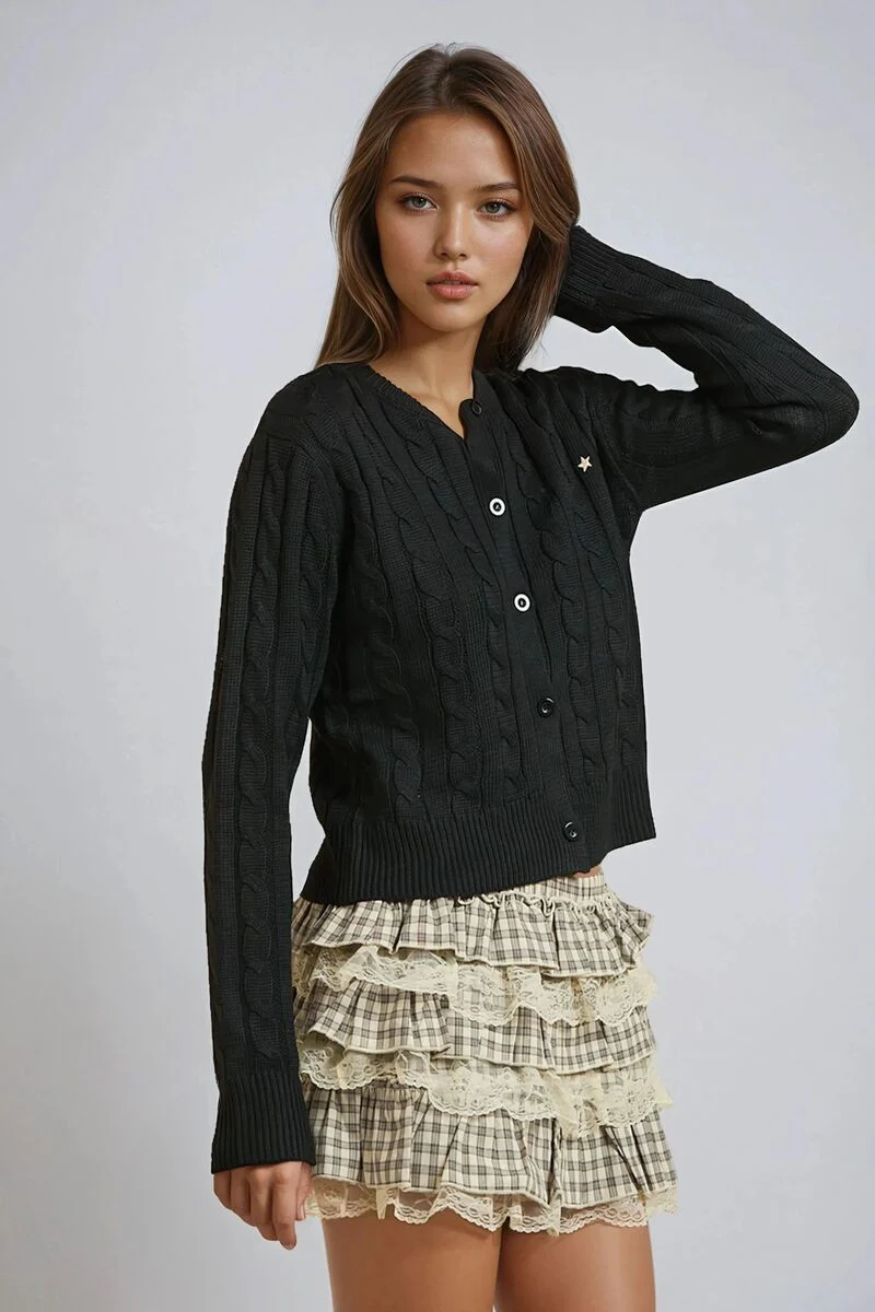 Cable Button-Up Cardigan Sweater