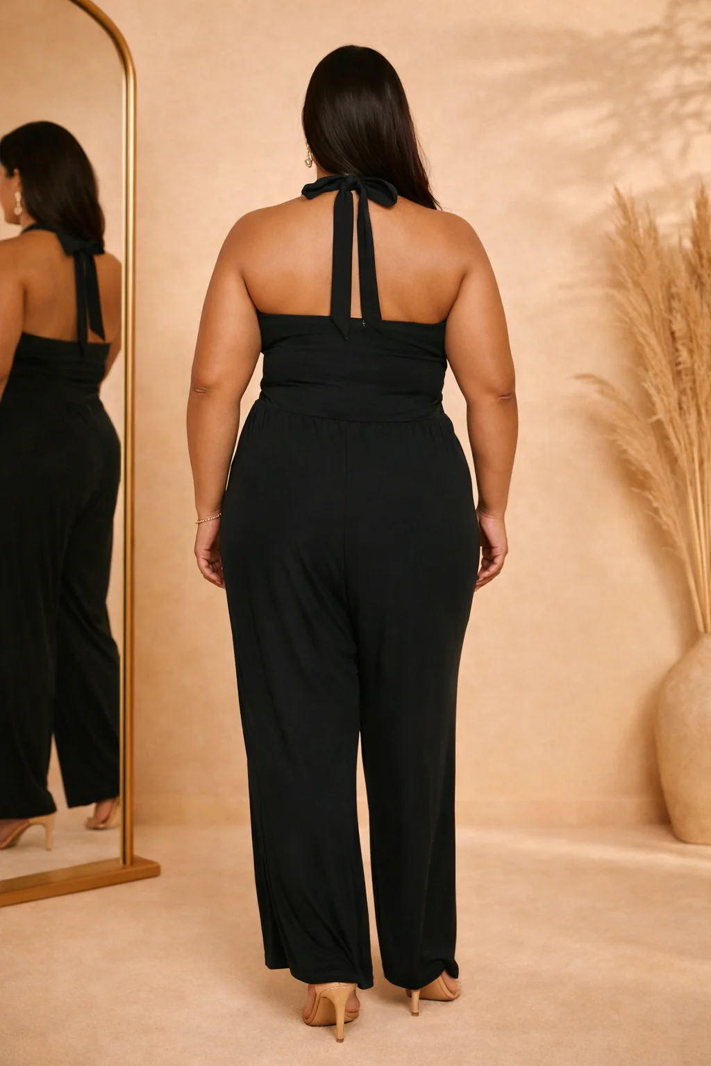 Plus Size Halter Wide-Leg Jumpsuit - Image 2