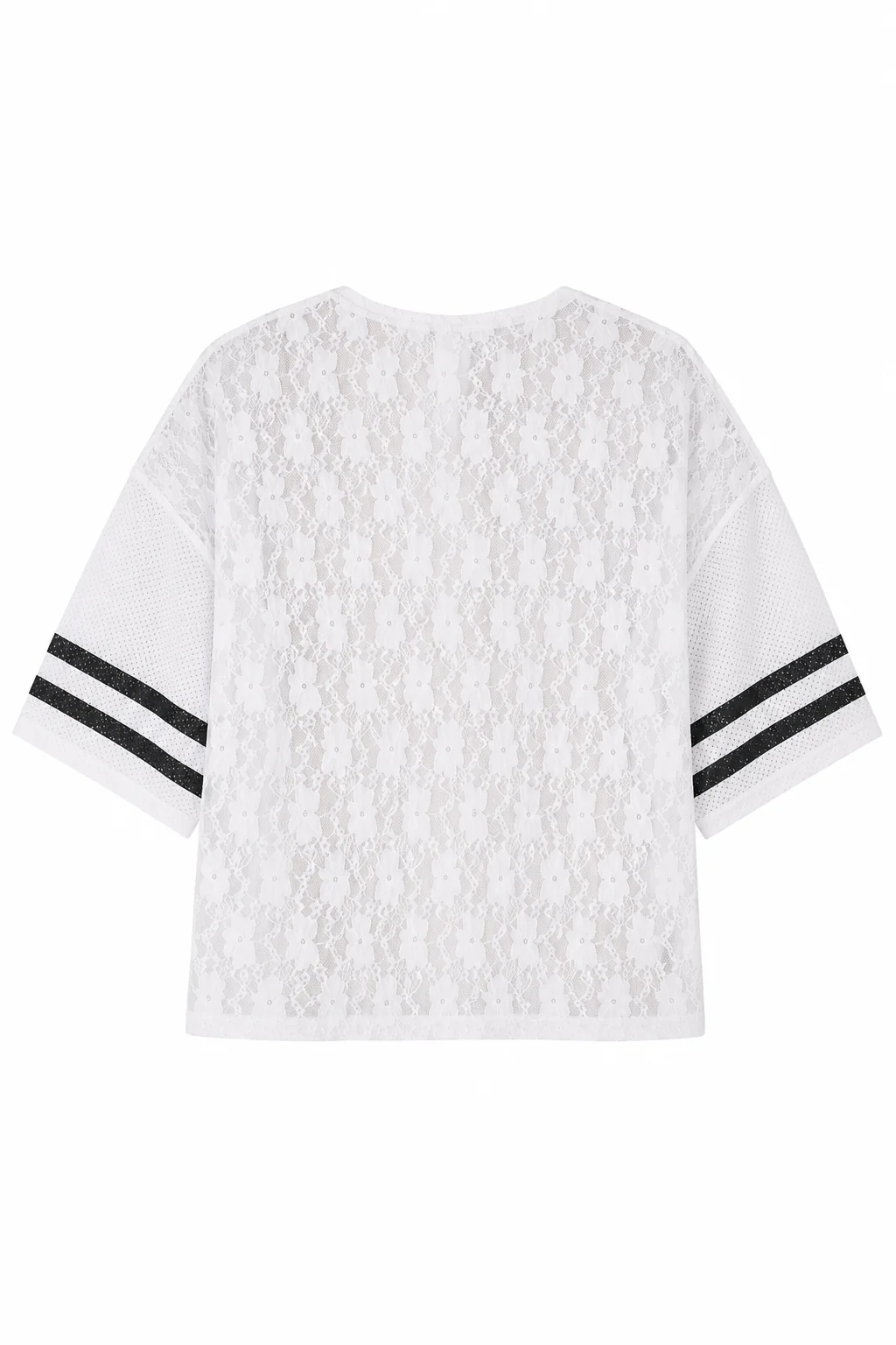 Plus Lace Trim Mesh Jersey Top - Image 4