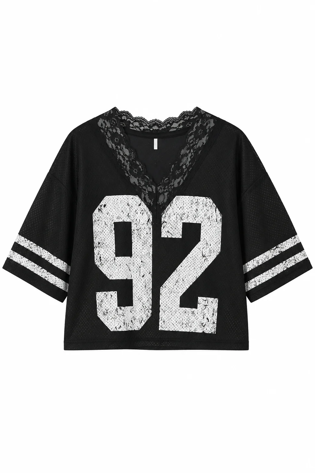 Plus Lace Trim Mesh Jersey Top - Image 6