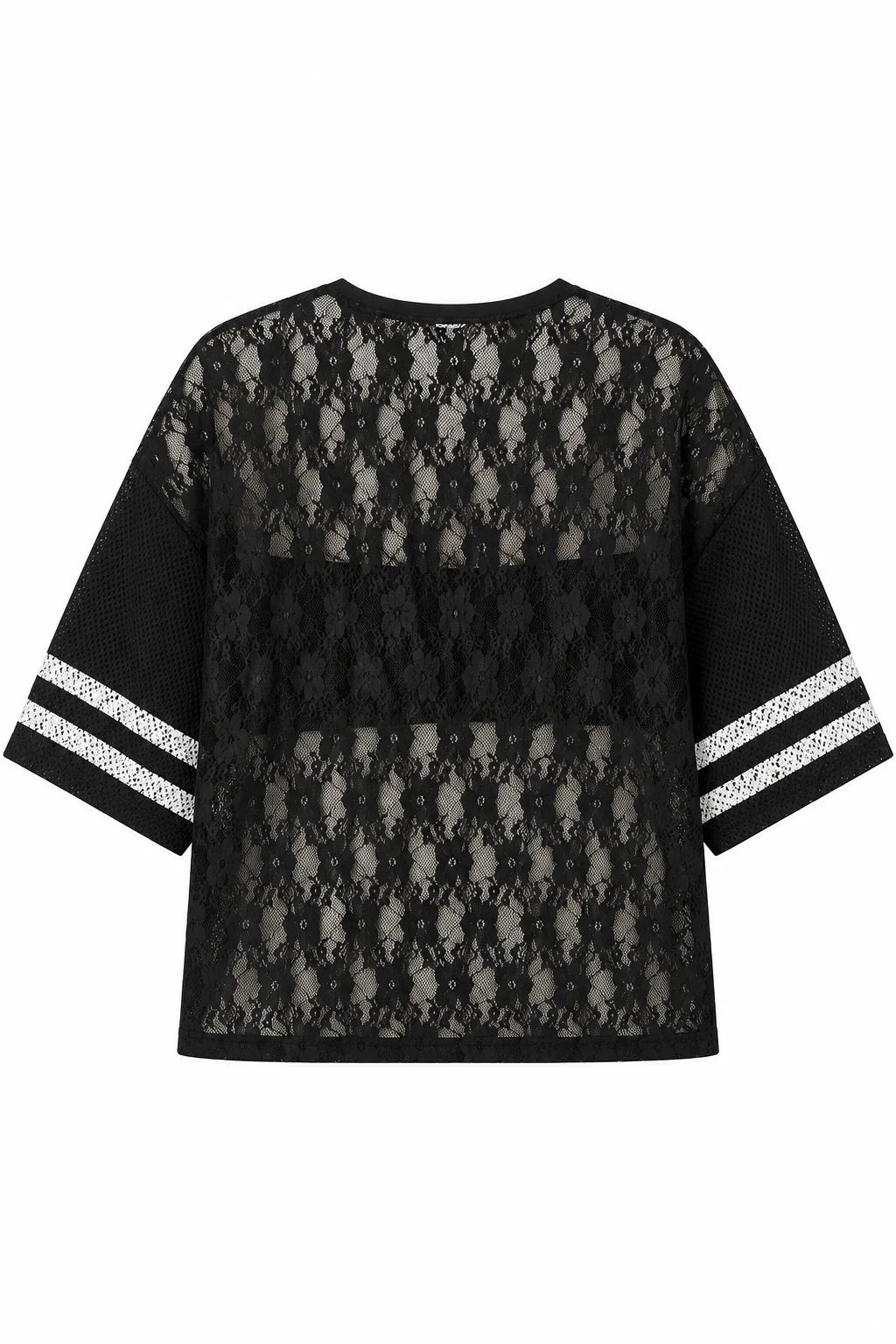 Plus Lace Trim Mesh Jersey Top - Image 8
