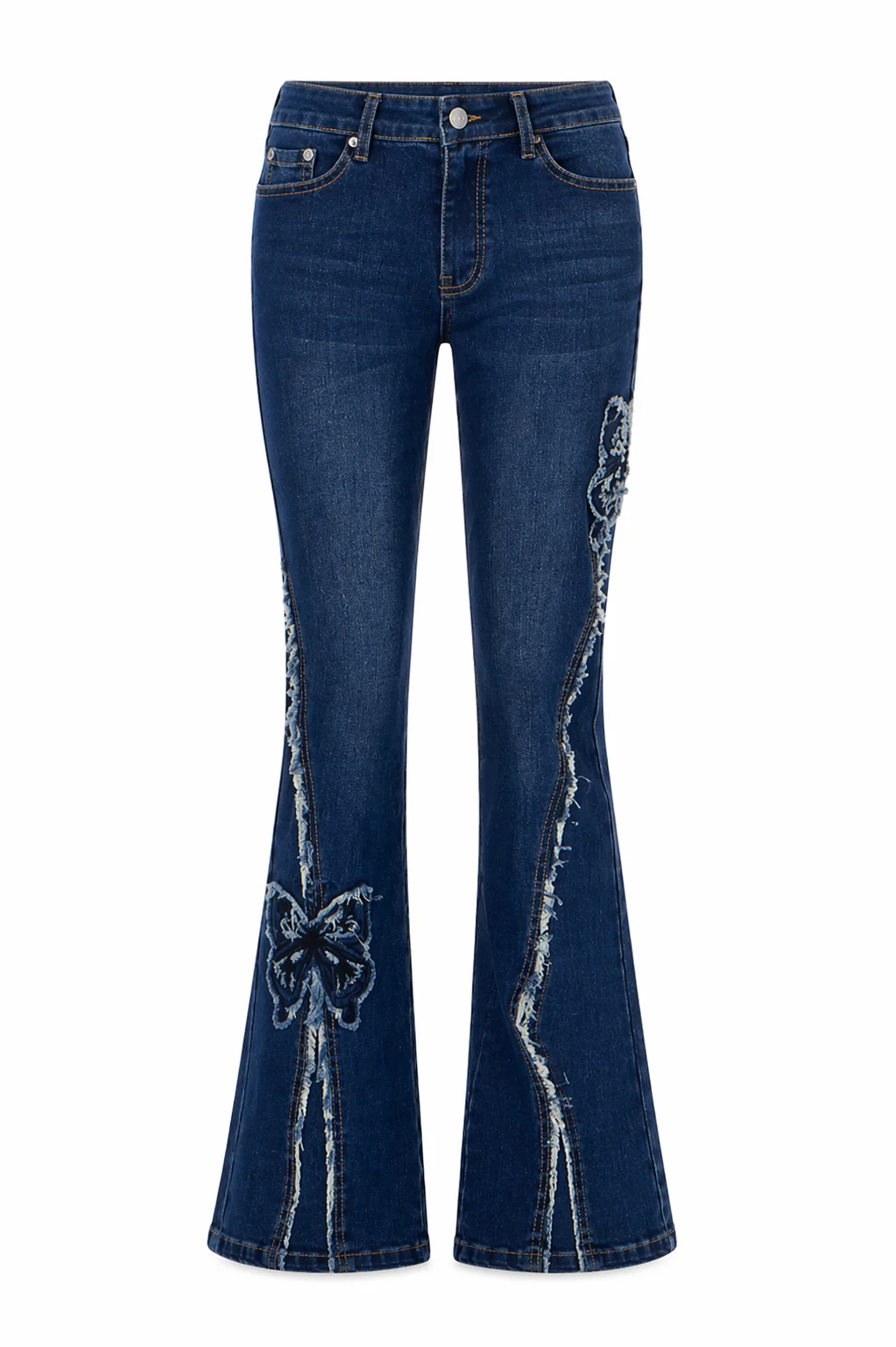 Flare Denim With Butterfly Appliques - Image 5