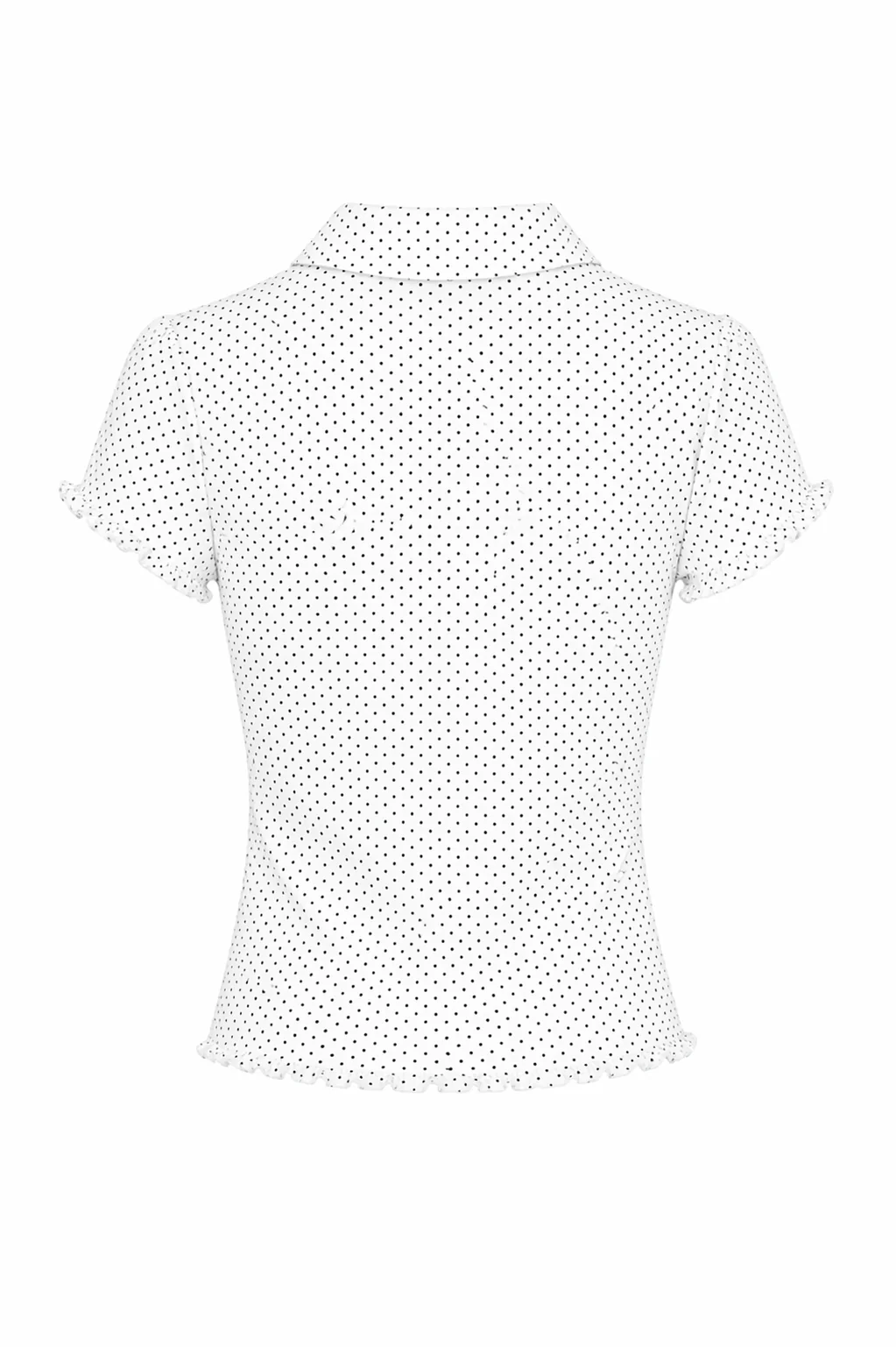 Polka Dot Short Sleeve Fitted Woven Top - Image 5