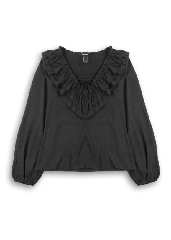 Tie Front Ruffle Blouse - Image 2