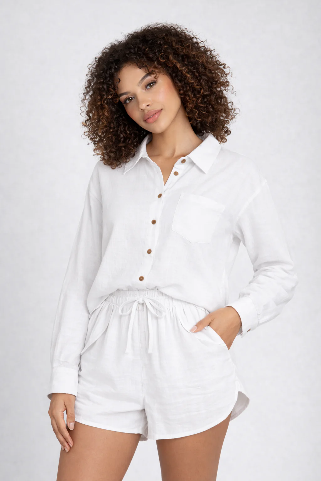 Lightweight Long Sleeve Shirt With Matching Shorts - Image 7