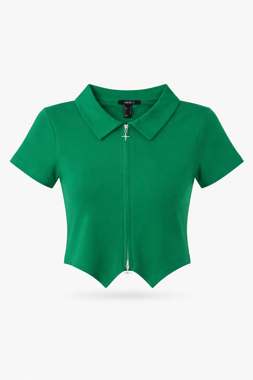 Double Zip Front Short Sleeve Collared Top - Image 2