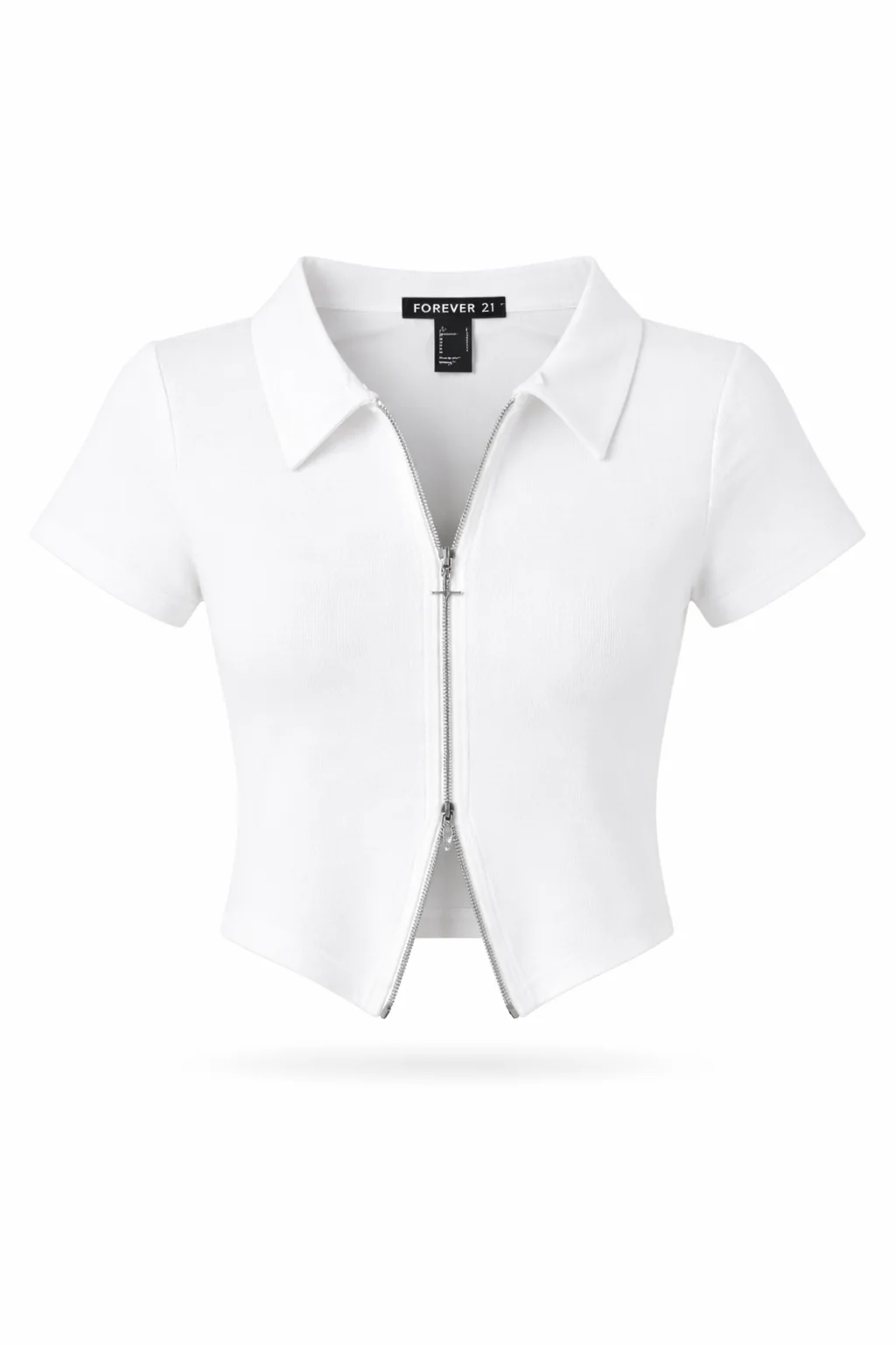 Double Zip Front Short Sleeve Collared Top - Image 4