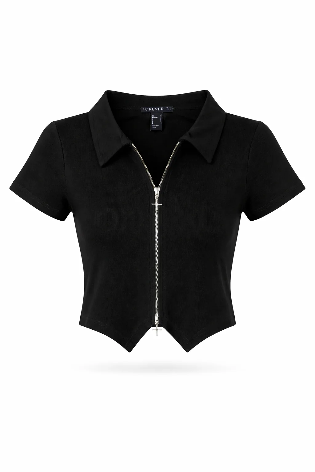 Double Zip Front Short Sleeve Collared Top - Image 9