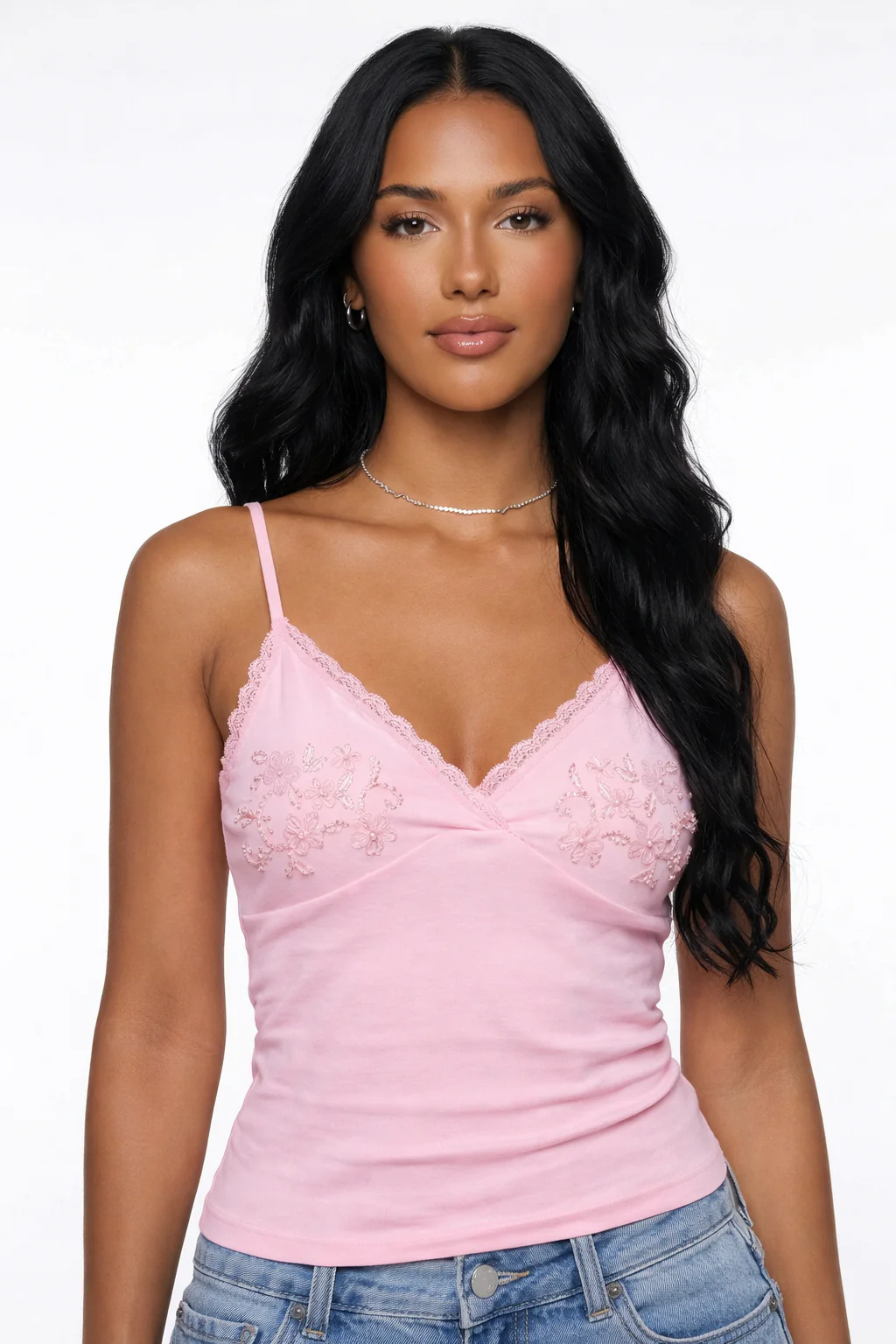 Beaded Lace Trim Tank Top - Image 2
