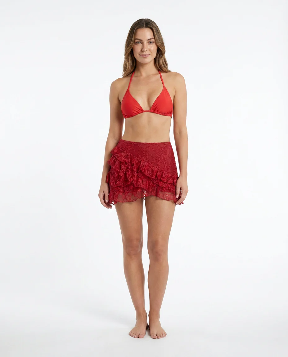 Triangle Bikini and Lace Skirt Set - Image 13