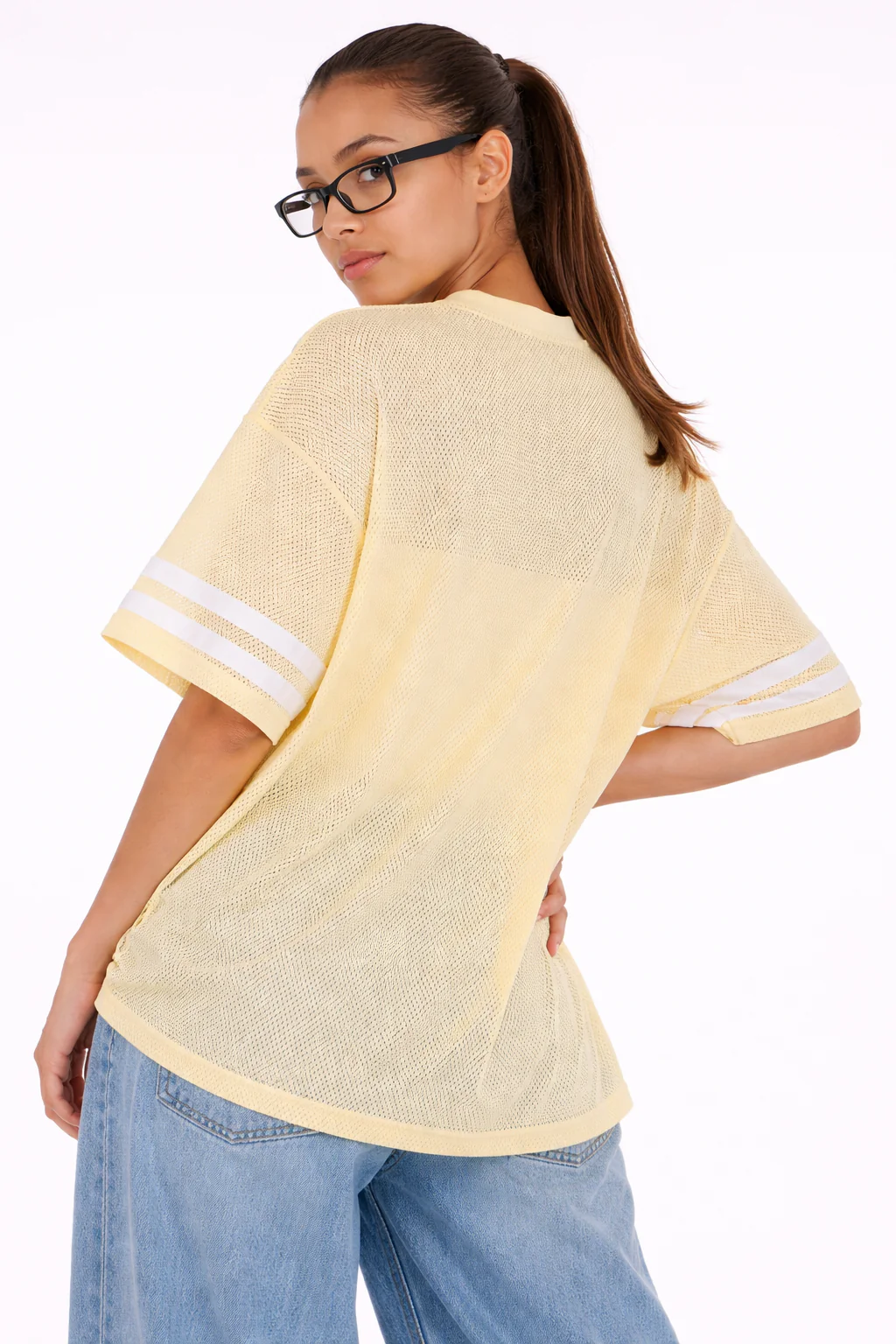 Oversized Graphic Mesh Jersey Tee - Image 3