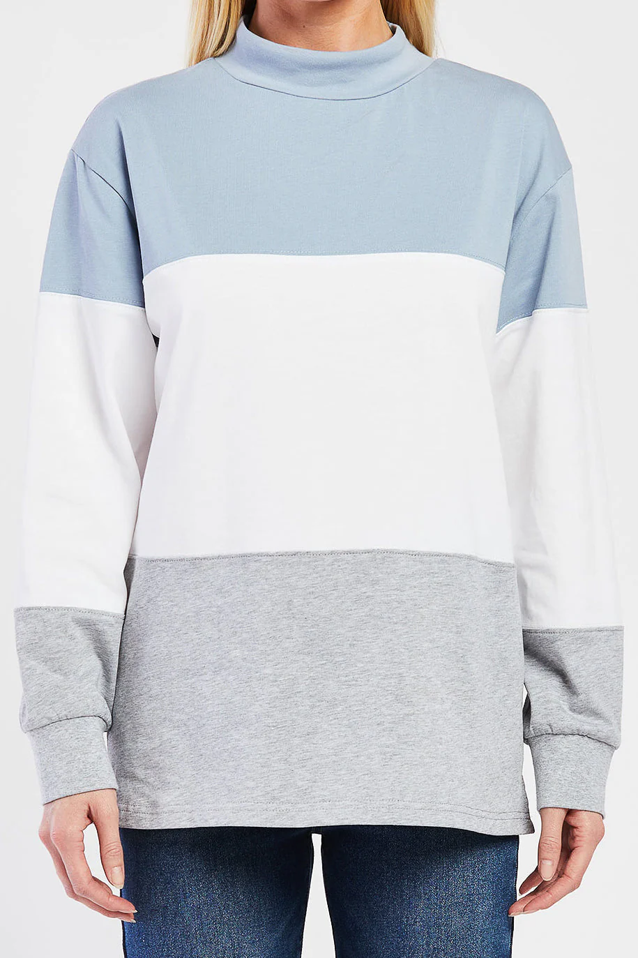 Eloise Mock Neck Color Block Top