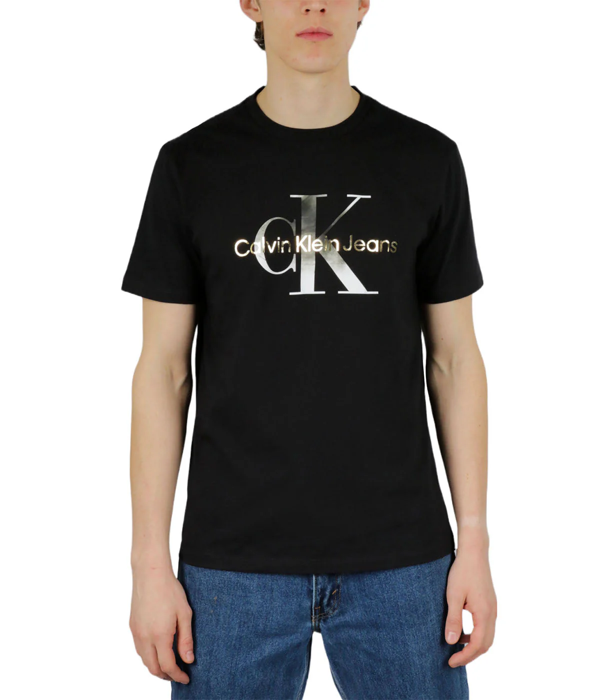 Short Sleeves Gold/Silver Metallic Monogram Tee